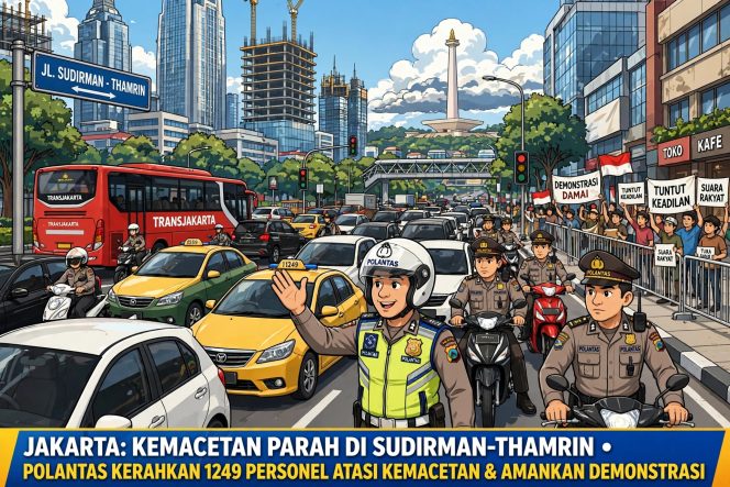 
 Jakarta Siaga Macet, 1.249 Personel Lantas Diterjunkan Kawal 4 Titik Demo Panas Hari Ini